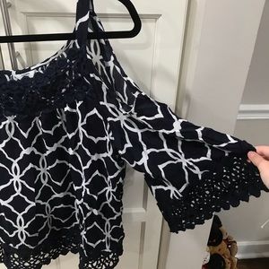 Cold Shoulder Deep Navy Blouse